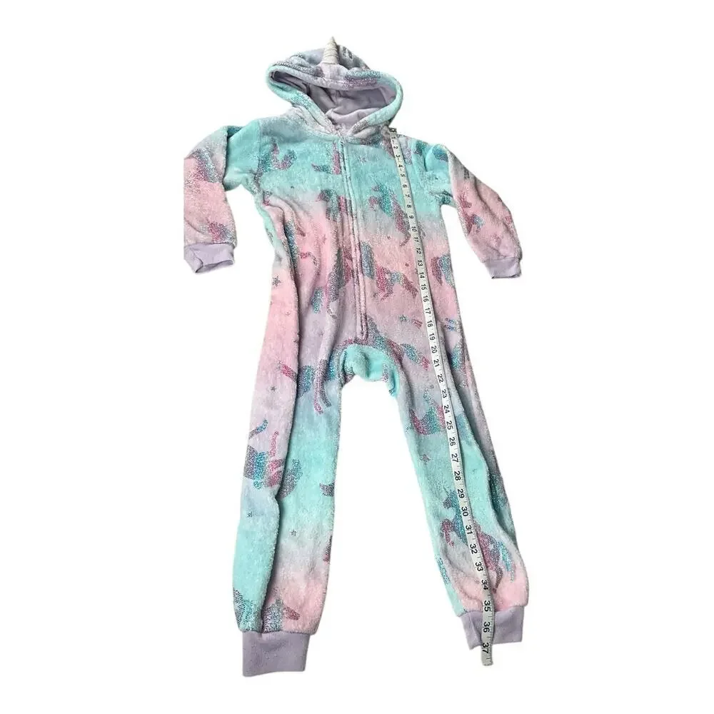 The Children's Place Warm Comfy Full Zip Unicorn One-Piece Small 5/6 Unicorn